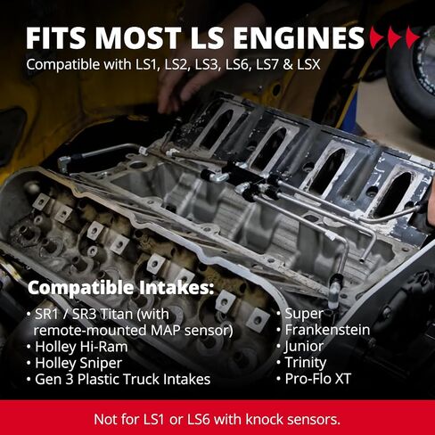 Evil Energy LS Stains Stains Stainant Crossover Steam Veath Kit Red ، Complete LS Steam Port Kit مع أختام مقاومة للتسرب ، تناسب محركات 6.0 LS1 LS2 LS3 LS6 LS7 LSX in Kuwait