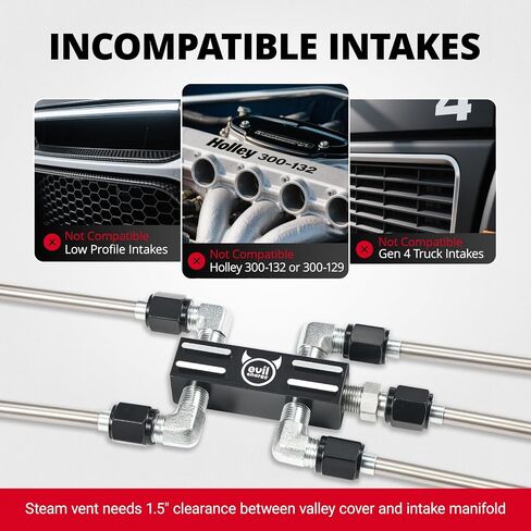 Evil Energy LS Stains Stains Stainant Crossover Steam Veath Kit Red ، Complete LS Steam Port Kit مع أختام مقاومة للتسرب ، تناسب محركات 6.0 LS1 LS2 LS3 LS6 LS7 LSX in Kuwait