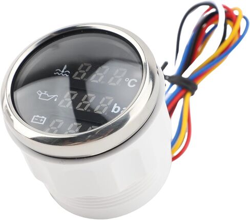 مجموعة قارب رقمي 52 مم مجموعة 3 في 1 ماء ضغط زيت زيت الفولتميتر مع IP67 و 5G صدمية لسيارات شاحنات RVS القوارب الدراجات النارية (الغطاء الفضي الهاتفي الأسود) in Saudi Arabia