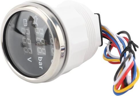 مجموعة قارب رقمي 52 مم مجموعة 3 في 1 ماء ضغط زيت زيت الفولتميتر مع IP67 و 5G صدمية لسيارات شاحنات RVS القوارب الدراجات النارية (الغطاء الفضي الهاتفي الأسود) in Saudi Arabia