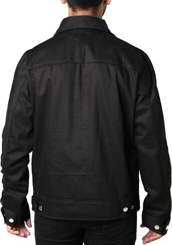 MUKHTALIF Black Denim Jacket Mens | Lightweight Trucker Jean Jacket For Men in Saudi Arabia