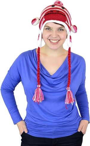 Animal Hats for Adults with Mitten or Pom Pom Knit or Plush Cute Winter Hats Substitute for Beanie in Kuwait