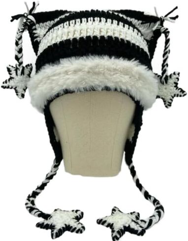 القبعات الكروشيه الجرونج Therian Iveer Zim Cat Ears Hat Y2K Scene Star Exclseories Hot Topic Y2K Halloween Beanie in Kuwait