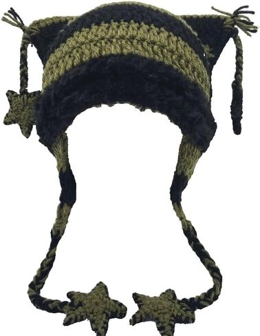 القبعات الكروشيه الجرونج Therian Iveer Zim Cat Ears Hat Y2K Scene Star Exclseories Hot Topic Y2K Halloween Beanie in Kuwait