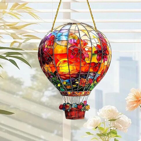 Hot Air Balloon Sunlight Catcher with Rope Acrylic Hanging Acrylic Wall Decoration in Saudi Arabia