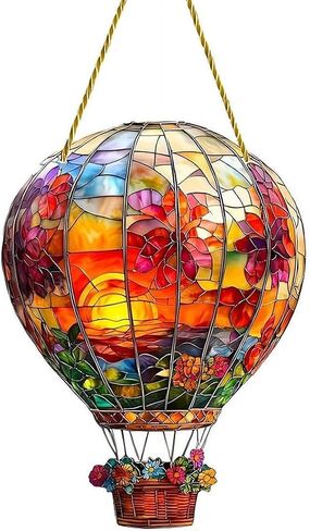 Hot Air Balloon Sunlight Catcher with Rope Acrylic Hanging Acrylic Wall Decoration in Saudi Arabia