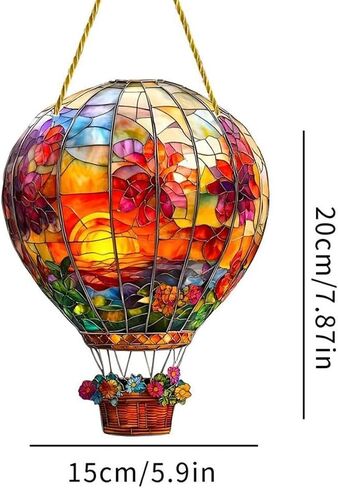 Hot Air Balloon Sunlight Catcher with Rope Acrylic Hanging Acrylic Wall Decoration in Saudi Arabia