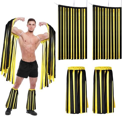 4 Pcs Halloween Costume Kit Wrestler Costume Leg Warmers Arm Sleeves for Wrestler Dress up Halloween Cosplay Party Decoration in Kuwait