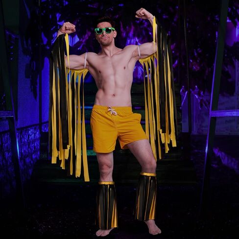 4 Pcs Halloween Costume Kit Wrestler Costume Leg Warmers Arm Sleeves for Wrestler Dress up Halloween Cosplay Party Decoration in Kuwait