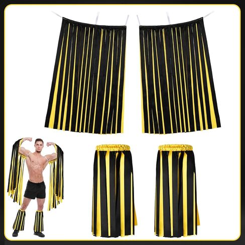 4 Pcs Halloween Costume Kit Wrestler Costume Leg Warmers Arm Sleeves for Wrestler Dress up Halloween Cosplay Party Decoration in Kuwait