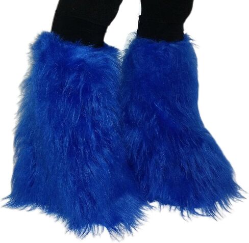 Blue Fluffy Leg Warmer Boot Cover Clubbing Dance Halloween Christmas in Saudi Arabia