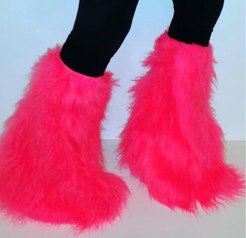 Blue Fluffy Leg Warmer Boot Cover Clubbing Dance Halloween Christmas in Saudi Arabia
