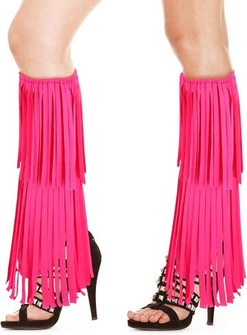 Women's Hippie Fringe Boot Covers 60s Leg Warmers Hippie Costume Accessories for Adults, Standard Size, Average Size in Saudi Arabia
