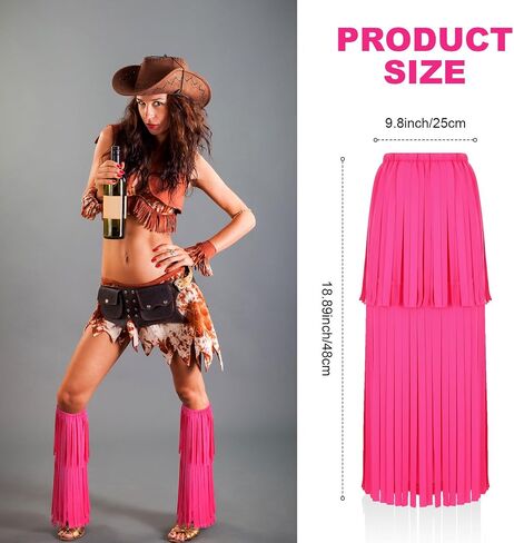 Women's Hippie Fringe Boot Covers 60s Leg Warmers Hippie Costume Accessories for Adults, Standard Size, Average Size in Saudi Arabia
