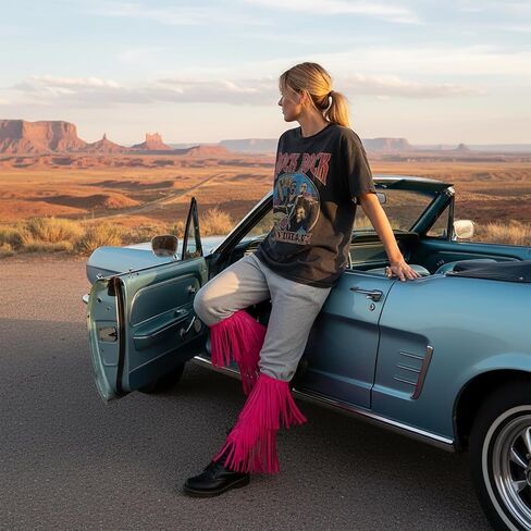 Women's Hippie Fringe Boot Covers 60s Leg Warmers Hippie Costume Accessories for Adults, Standard Size, Average Size in Saudi Arabia