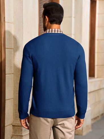 RunCati Mens Cardigan Sweater V زر العنق أسفل سفن الصوفية الطويلة الأكمام الخفيفة الوزن المتماسكة مع جيوب in Saudi Arabia