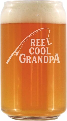 Reel Cool Grandpa - Beer Can Pint Glass - Funny Fishing Gifts for Fisherman Grandfather - Fun Fish 16 oz Cups in Saudi Arabia