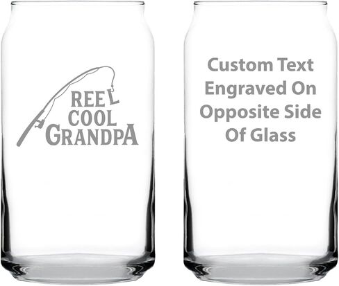 Reel Cool Grandpa - Beer Can Pint Glass - Funny Fishing Gifts for Fisherman Grandfather - Fun Fish 16 oz Cups in Saudi Arabia