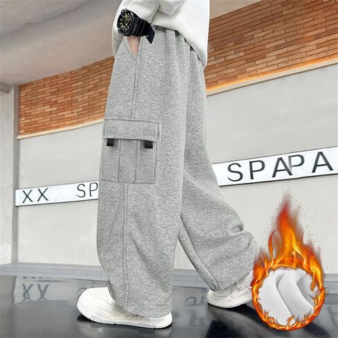 Boys Baggy Cargo Pants Toddlers Wide Leg Casual Trousers Straight Leg Sports Pant Kid School Uniform Clothes in Saudi Arabia