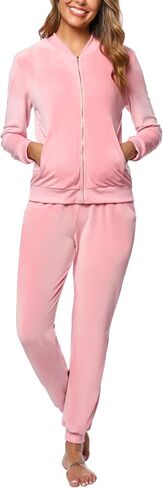 Totatuit Velor Tracksuit Womens Sweatsuit مجموعة طويلة الأكمام Zip up سترة وملابس العرق الرباط in Kuwait