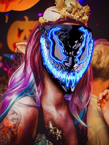 قناع Quanquer Halloween LED UP ، قناع أزياء Halloween المخيف المتوهج لحفلة Cosplay Festival Cosplay in Kuwait