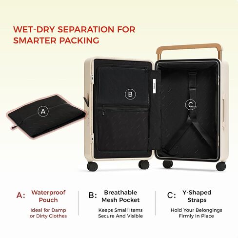 TUPLUS 24" Checked Hardside Luggage Lightweight ABS Travel Suitcase with Wide Handle Spinner Wheels TSA Combination Lock, Balance Series 2.0, Hazelnut Almond in Saudi Arabia