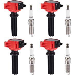 4 عبوات من ملف الإشعال UF670 من CarBole وشمعات الإشعال LT6RAI-9، متوافقة مع Ford Edge Escape Explorer، Jaguar XE XF، Land Rover Evoque، Lincoln MKT MKC MKZ، استبدال # C1816، C1816-4،48770، GN10621 in Kuwait