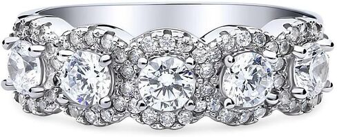 BERRICLE Sterling Silver CZ Half or Full Eternity Band Rings for Women, Stackable Cubic Zirconia Fashion Ring - Art Deco, Cluster, Statement, 5-Stone Styles in Saudi Arabia