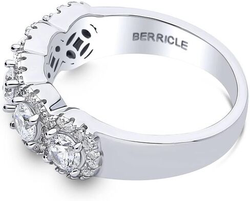 BERRICLE Sterling Silver CZ Half or Full Eternity Band Rings for Women, Stackable Cubic Zirconia Fashion Ring - Art Deco, Cluster, Statement, 5-Stone Styles in Saudi Arabia