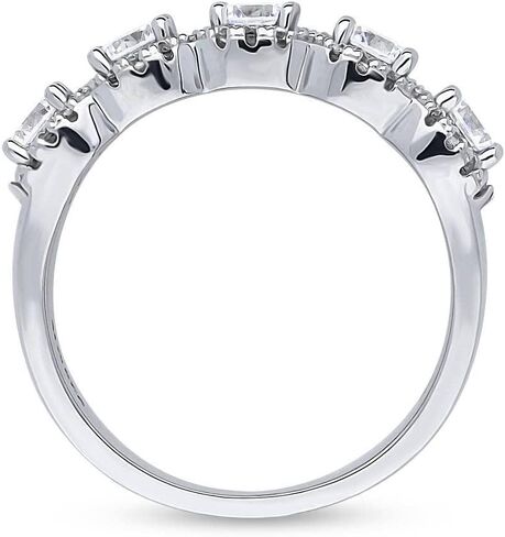 BERRICLE Sterling Silver CZ Half or Full Eternity Band Rings for Women, Stackable Cubic Zirconia Fashion Ring - Art Deco, Cluster, Statement, 5-Stone Styles in Saudi Arabia