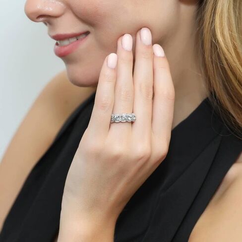 BERRICLE Sterling Silver CZ Half or Full Eternity Band Rings for Women, Stackable Cubic Zirconia Fashion Ring - Art Deco, Cluster, Statement, 5-Stone Styles in Saudi Arabia