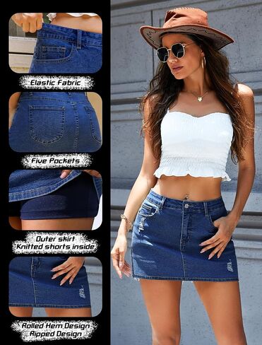 تنورات جان للنساء منخفضة الارتفاع Y2K Mini Skirt 2025 عصرية الدنيم سكورت شورتات الريف ملابس الريف in Saudi Arabia
