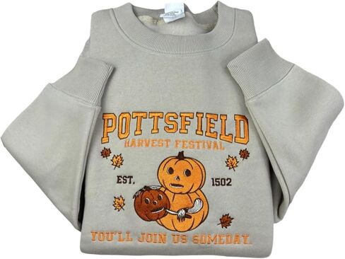 Embroidered Sweatshirt for Pottsfield Harvest Festival - Fit for The Garden Wall Halloween Shirt,Pumpkin Carver Halloween Crewneck,Spooky Fall Festival Pullover,Vintage Autumn Aesthetic Sweatshirt in Saudi Arabia