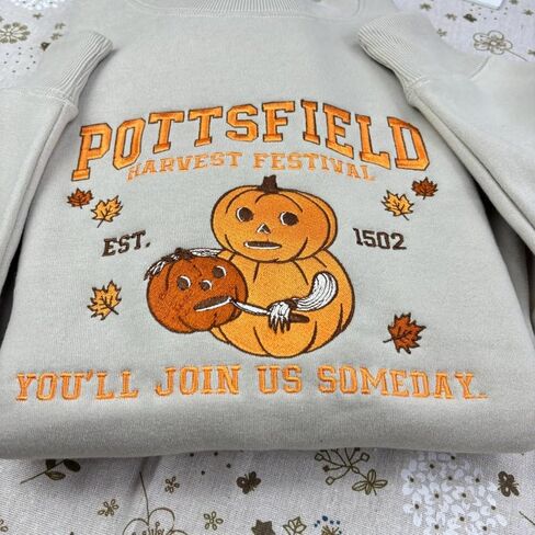 Embroidered Sweatshirt for Pottsfield Harvest Festival - Fit for The Garden Wall Halloween Shirt,Pumpkin Carver Halloween Crewneck,Spooky Fall Festival Pullover,Vintage Autumn Aesthetic Sweatshirt in Saudi Arabia