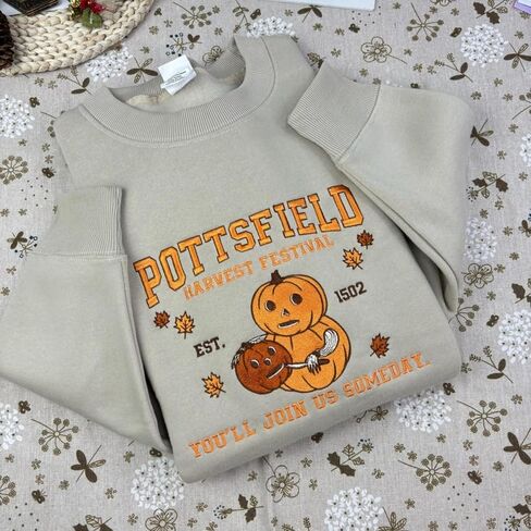 Embroidered Sweatshirt for Pottsfield Harvest Festival - Fit for The Garden Wall Halloween Shirt,Pumpkin Carver Halloween Crewneck,Spooky Fall Festival Pullover,Vintage Autumn Aesthetic Sweatshirt in Saudi Arabia