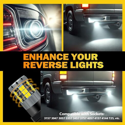 7440 LED مصابيح إضاءة عكسية متوافقة مع Chevy Suburban Tahoe 2007-2014 ، 7441 لمبة ، الضوء الأبيض ، التوصيل والتشغيل ، حزمة 2 in Saudi Arabia