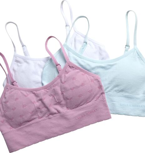 Laura Ashley Girls Training Bras - 3/6 Pack Soft Stretch Cami Bralette, Breathable Bras for Teens with Removable Pads (30-36) in Kuwait