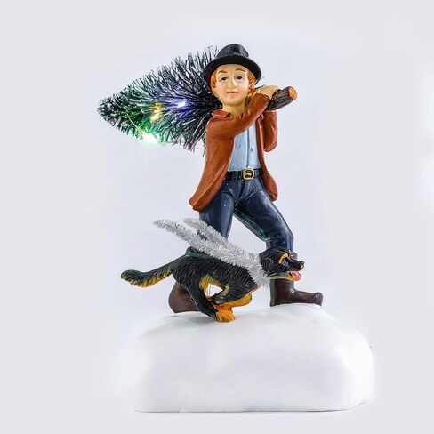 Christmas Village Decoration for Little boy and Dog， Battery Powered Luminous LED, Suitable for Home Decoration During Christmas, Holidays, Parties, and New Year。 in Saudi Arabia