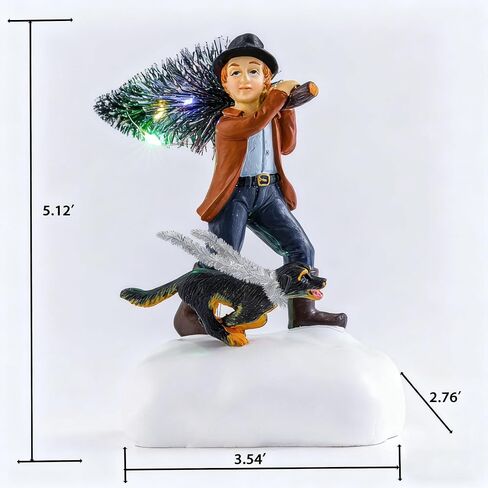 Christmas Village Decoration for Little boy and Dog， Battery Powered Luminous LED, Suitable for Home Decoration During Christmas, Holidays, Parties, and New Year。 in Saudi Arabia