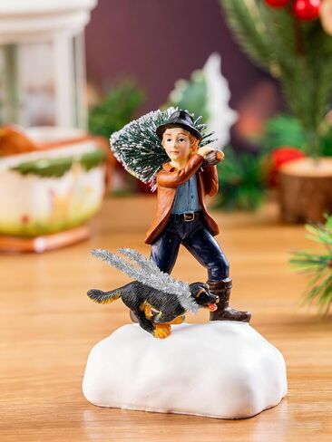 Christmas Village Decoration for Little boy and Dog， Battery Powered Luminous LED, Suitable for Home Decoration During Christmas, Holidays, Parties, and New Year。 in Saudi Arabia