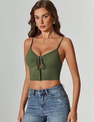 Avidlove Women Sexy Tie Tie Pront Front Top V Dece Cutout Spaghetti Strap Y2K Cami Tank Top Out out Camisole Tops in Saudi Arabia