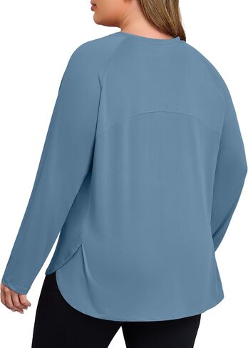 Cootry Plus Tops Tops for Women Long Sleeve Rathertic Termable Running Yoga Gym Cloths مع شقوق جانبية in Kuwait