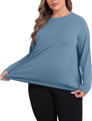 Cootry Plus Tops Tops for Women Long Sleeve Rathertic Termable Running Yoga Gym Cloths مع شقوق جانبية in Kuwait