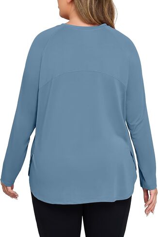 Cootry Plus Tops Tops for Women Long Sleeve Rathertic Termable Running Yoga Gym Cloths مع شقوق جانبية in Kuwait