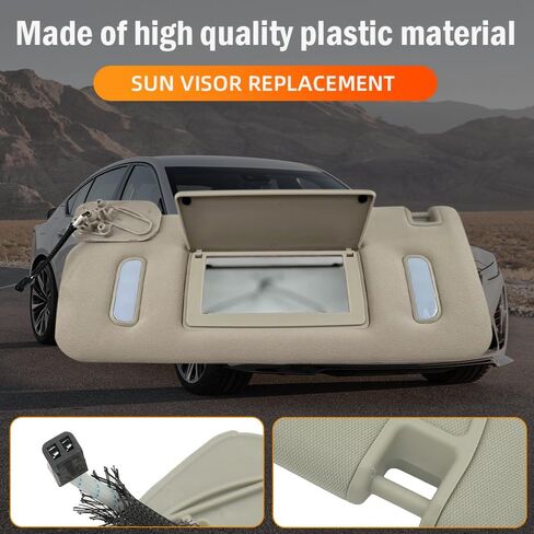 Driver LH Side Sun Visor Replacement Left Driver Side, Compatible with Cadillac Compatible with Chevy Compatible with GMC, Replace 22850306 Beige in Saudi Arabia