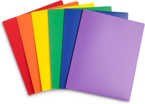 Blue Summit Supplies Plastic Two Pocket Folders, Reinforced Corners, Durable 2 Pocket Folder with Corner Flaps Inside to Hold Papers in Place, Assorted Bold Colors, 6 Pack in Saudi Arabia