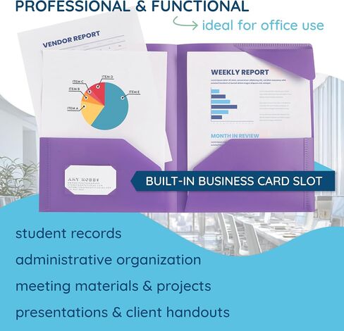 Blue Summit Supplies Plastic Two Pocket Folders, Reinforced Corners, Durable 2 Pocket Folder with Corner Flaps Inside to Hold Papers in Place, Assorted Bold Colors, 6 Pack in Saudi Arabia