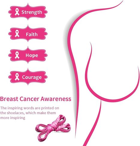 Taiyin 50 Pairs Breast Cancer Awareness Shoelaces White and Pink Ribbon Shoelace Shoe Laces Bulk for Sneakers Tennis Runners Athletic Strings for Women Decorations Breast Cancer Awareness(Sweet) in Saudi Arabia