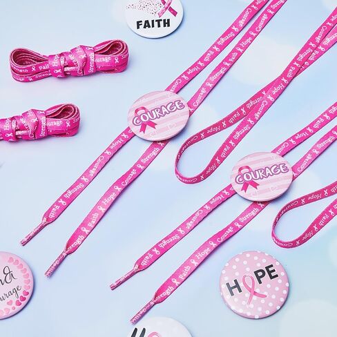 Taiyin 50 Pairs Breast Cancer Awareness Shoelaces White and Pink Ribbon Shoelace Shoe Laces Bulk for Sneakers Tennis Runners Athletic Strings for Women Decorations Breast Cancer Awareness(Sweet) in Saudi Arabia
