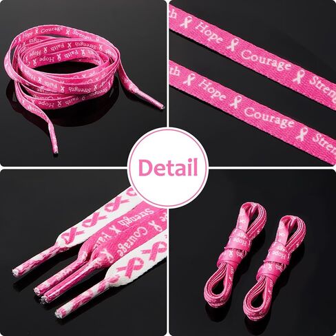 Taiyin 50 Pairs Breast Cancer Awareness Shoelaces White and Pink Ribbon Shoelace Shoe Laces Bulk for Sneakers Tennis Runners Athletic Strings for Women Decorations Breast Cancer Awareness(Sweet) in Saudi Arabia